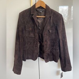 Drake & White brown suede leather jacket size large NWT